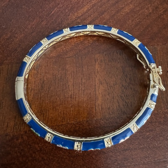 Girl’s Rhodium Hearts Bangle with Blue enamel. Super cute and great condition. - Picture 3 of 3